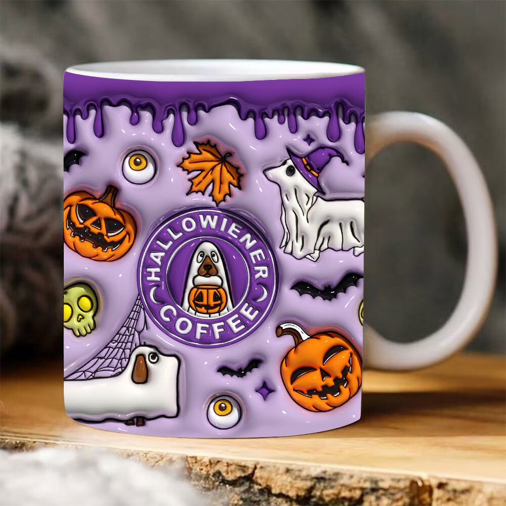 Colorful Halloween Themed Ceramic Coffee Mug in Various Colors