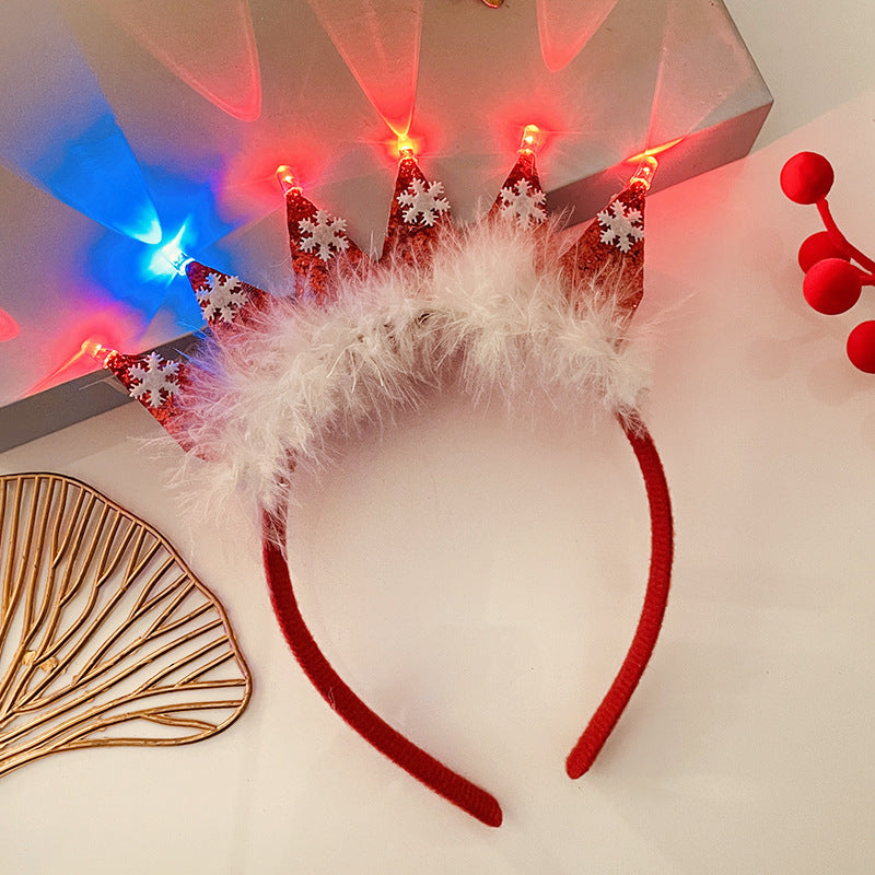 Christmas Tree Headband Hat with LED String Lights