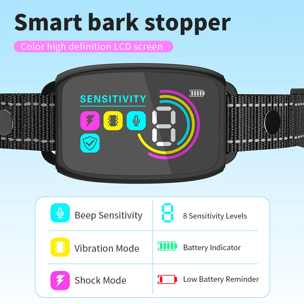 Smart Rechargeable Anti Barking Dog Collar With Digital Display