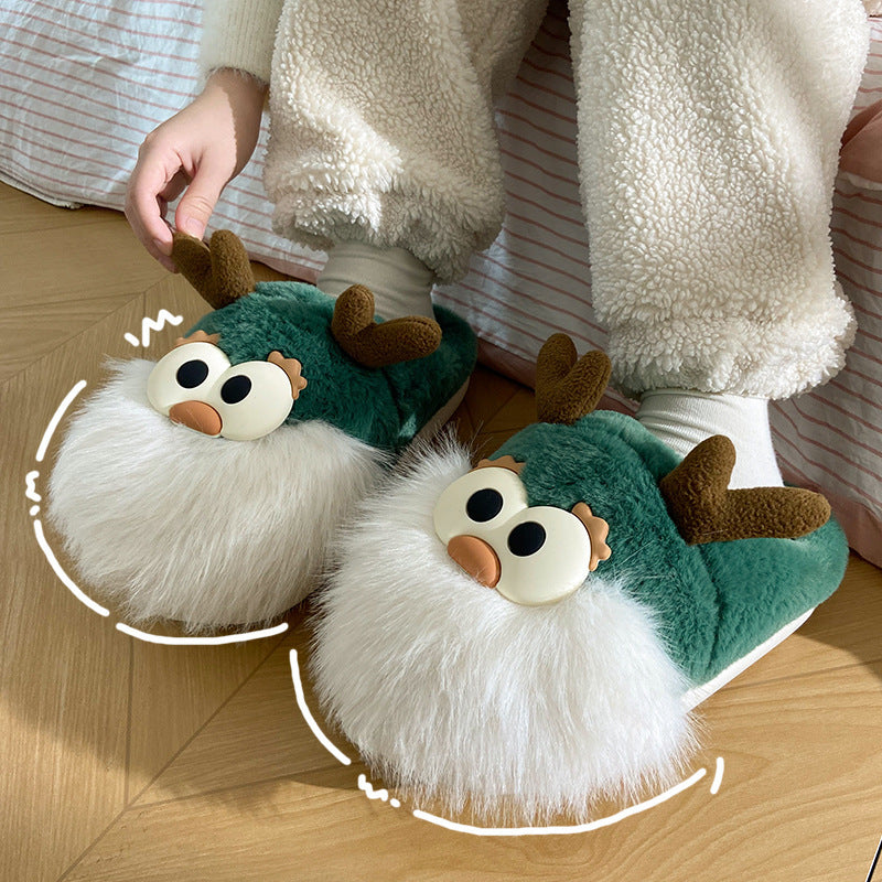 Grillige rendier Santa Claus -thema Groene en witte slippers