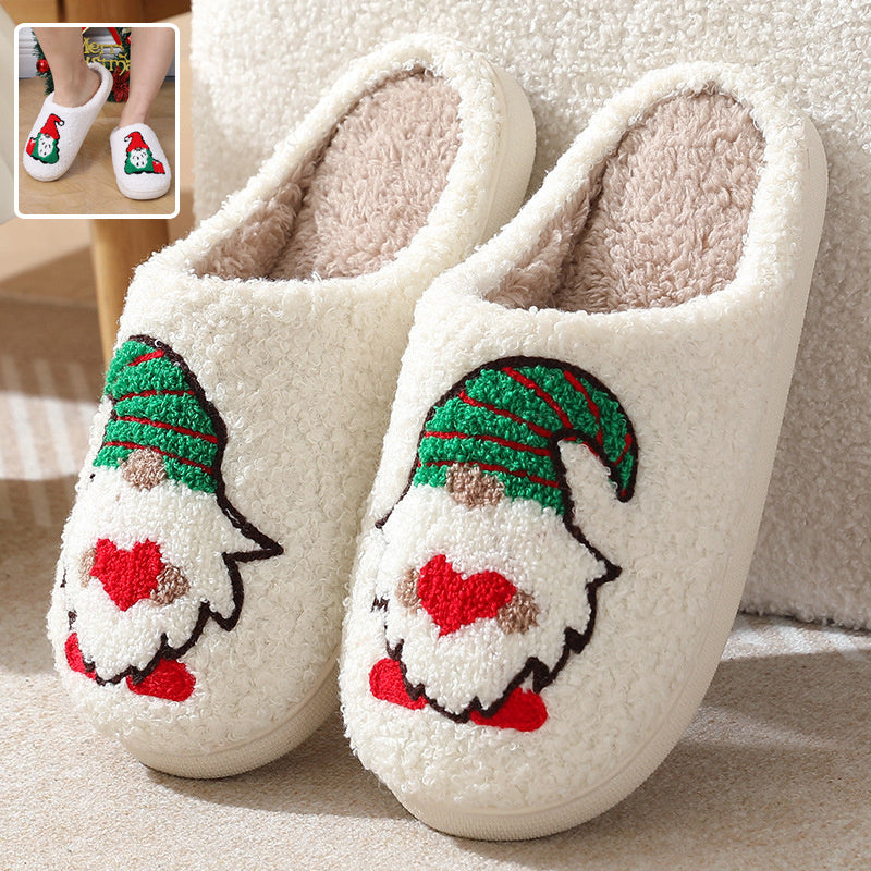 Warm en zacht gesloten teen kerstthema slip op huis slippers