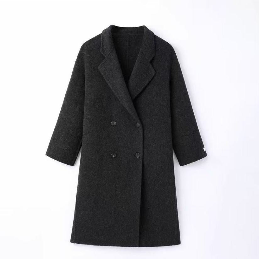 Long Cashmere Double-faced Wool Coat For Women