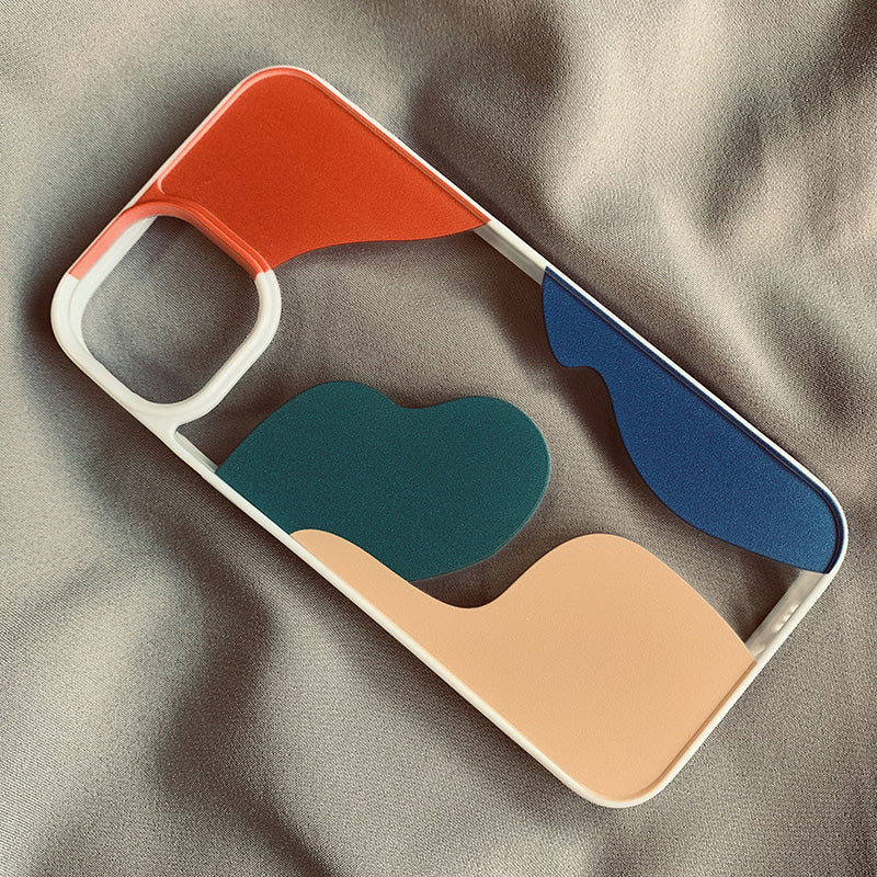 Geometric Contrast Color Acrylic Protective Case For Smartphones