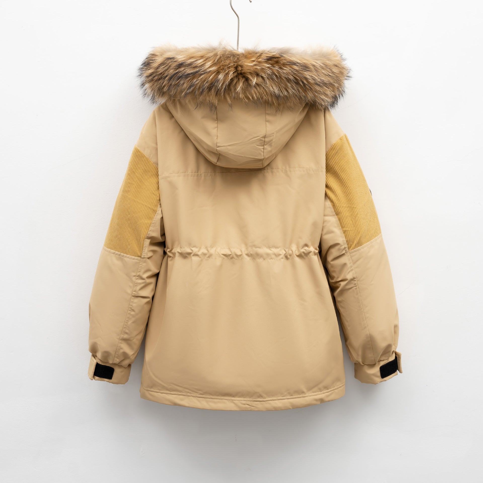Hooded Women's Fox Fur Trim Workwear Jacket