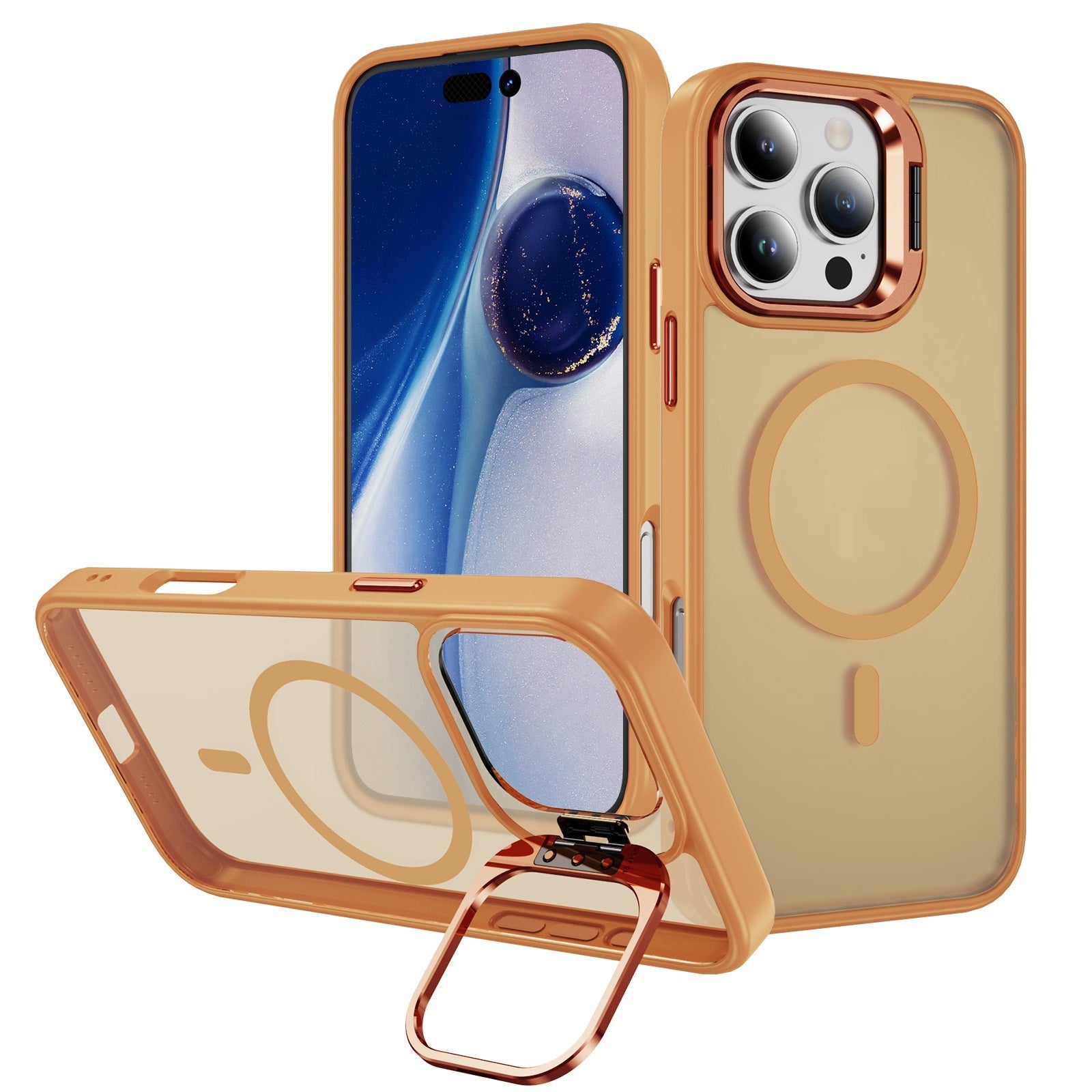Magnetic Lens?Stand Anti?Drop Acrylic TPU Phone Case For iPhone