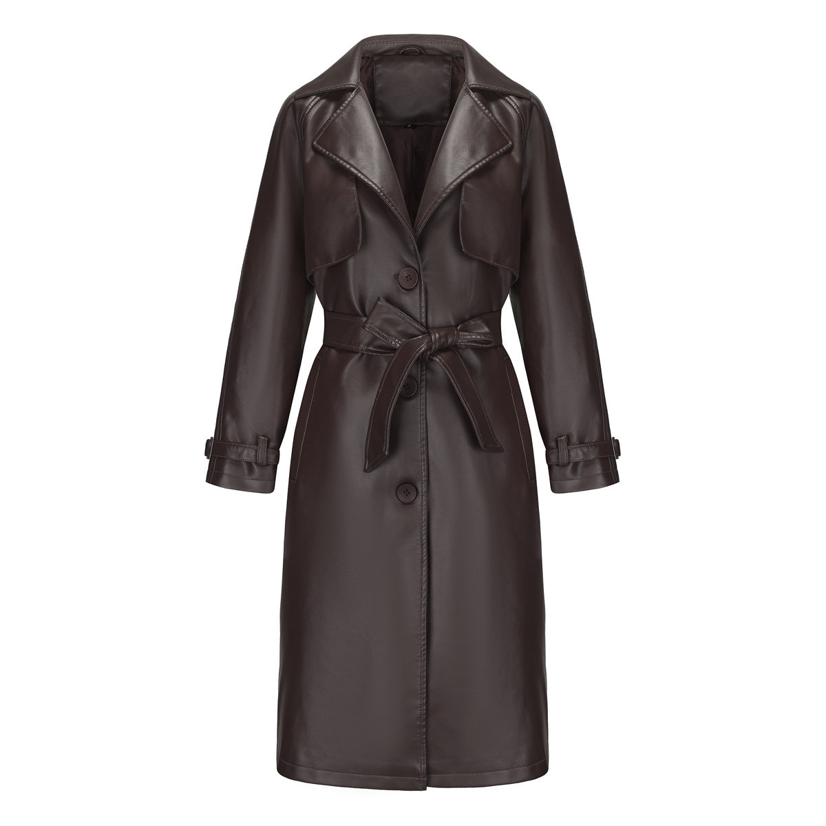 Long Loose Fit Trench Coat With Lapel And Belt