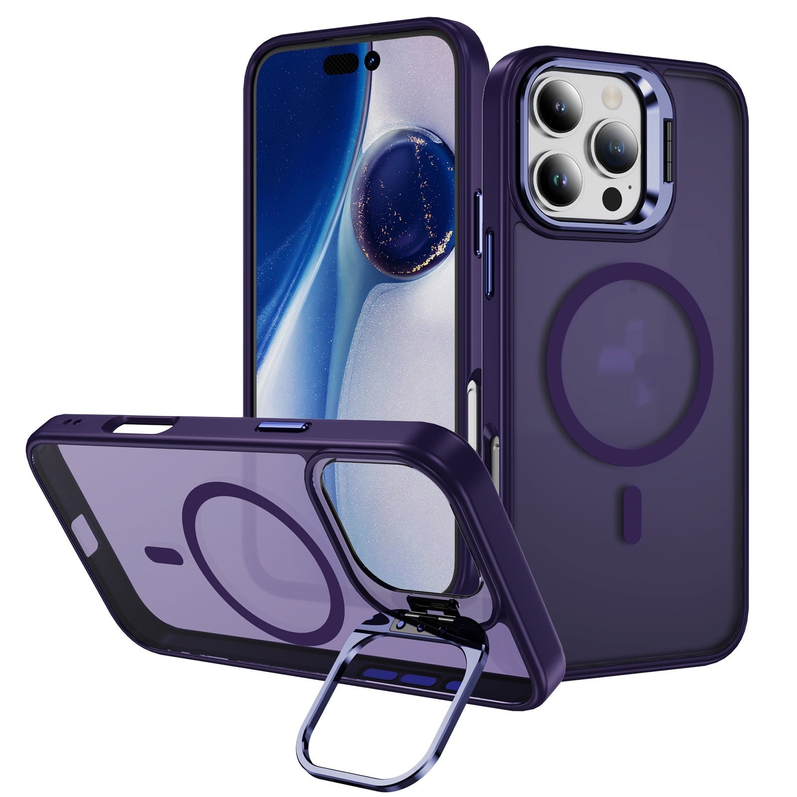 Magnetic Lens?Stand Anti?Drop Acrylic TPU Phone Case For iPhone