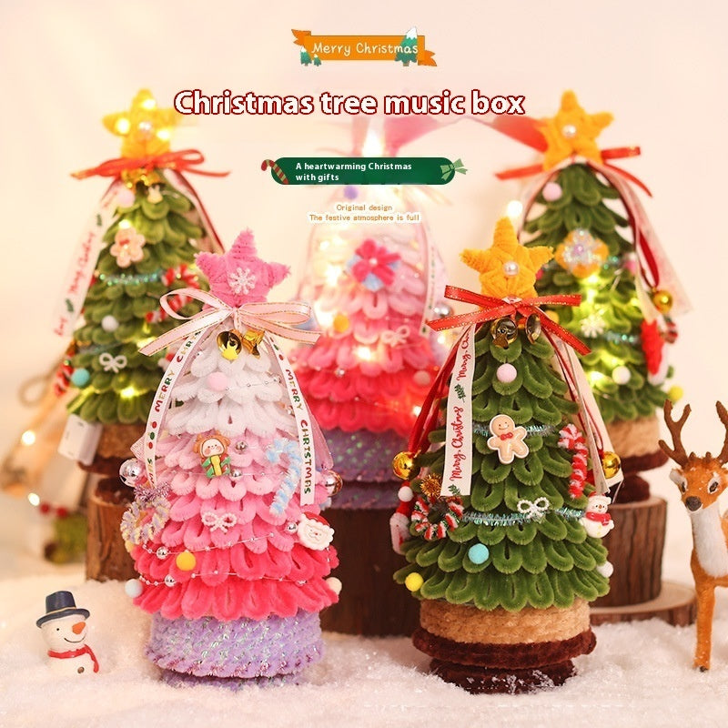 Shabby-Chic Handmade Pipe Cleaner Light-Up Christmas Tree Decoration in Assorted Colors