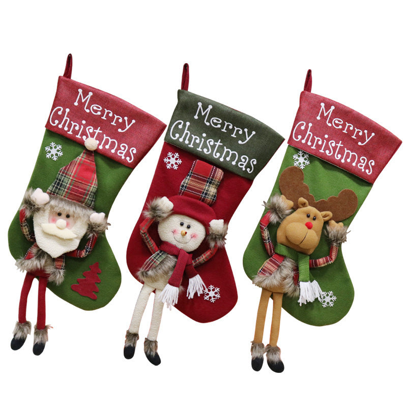 3D Modern Style Christmas Stocking with Plaid Print