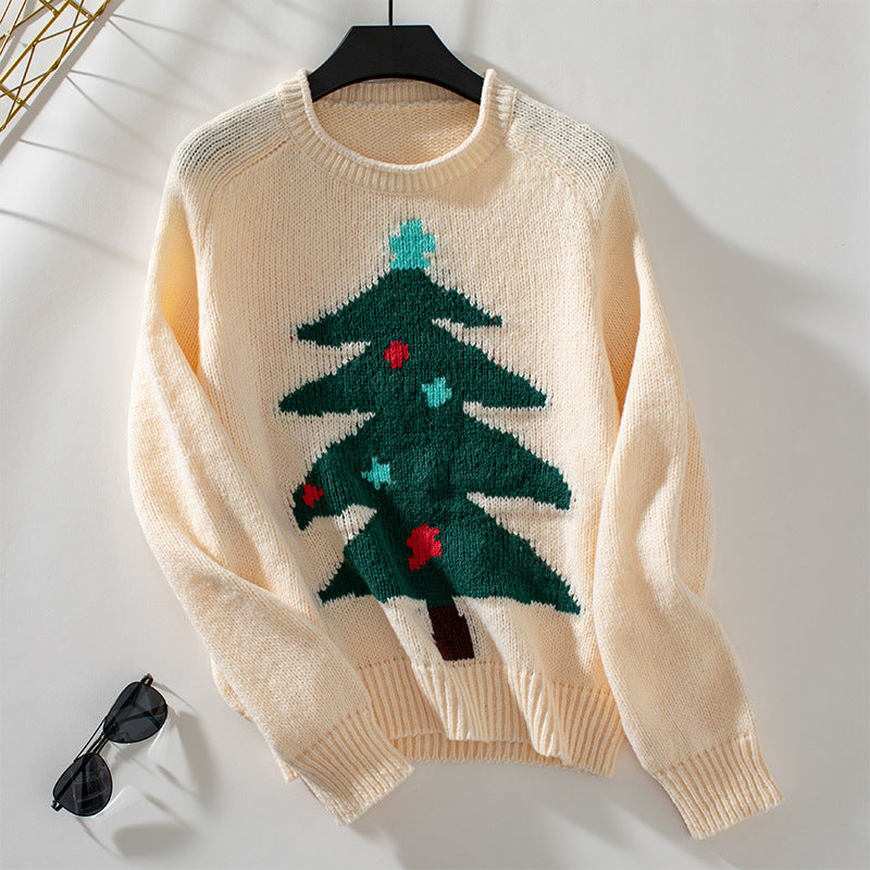 Cute Knit Style Long Sleeve Christmas Tree Sweater in Multiple Colors