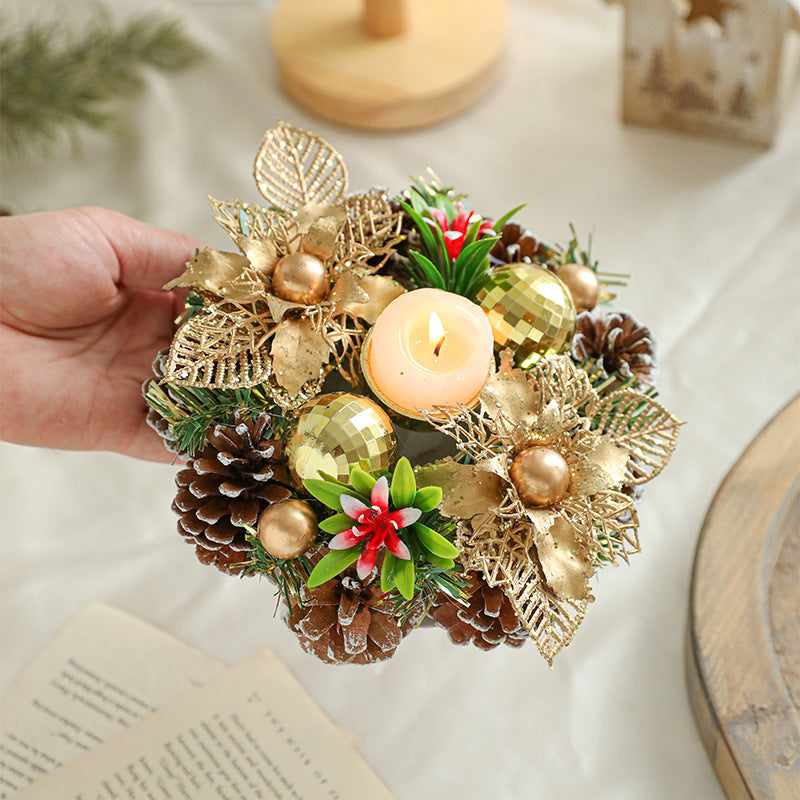 Wreath & Ornament Votive Candle Holder Christmas Centerpiece in Assorted Styles