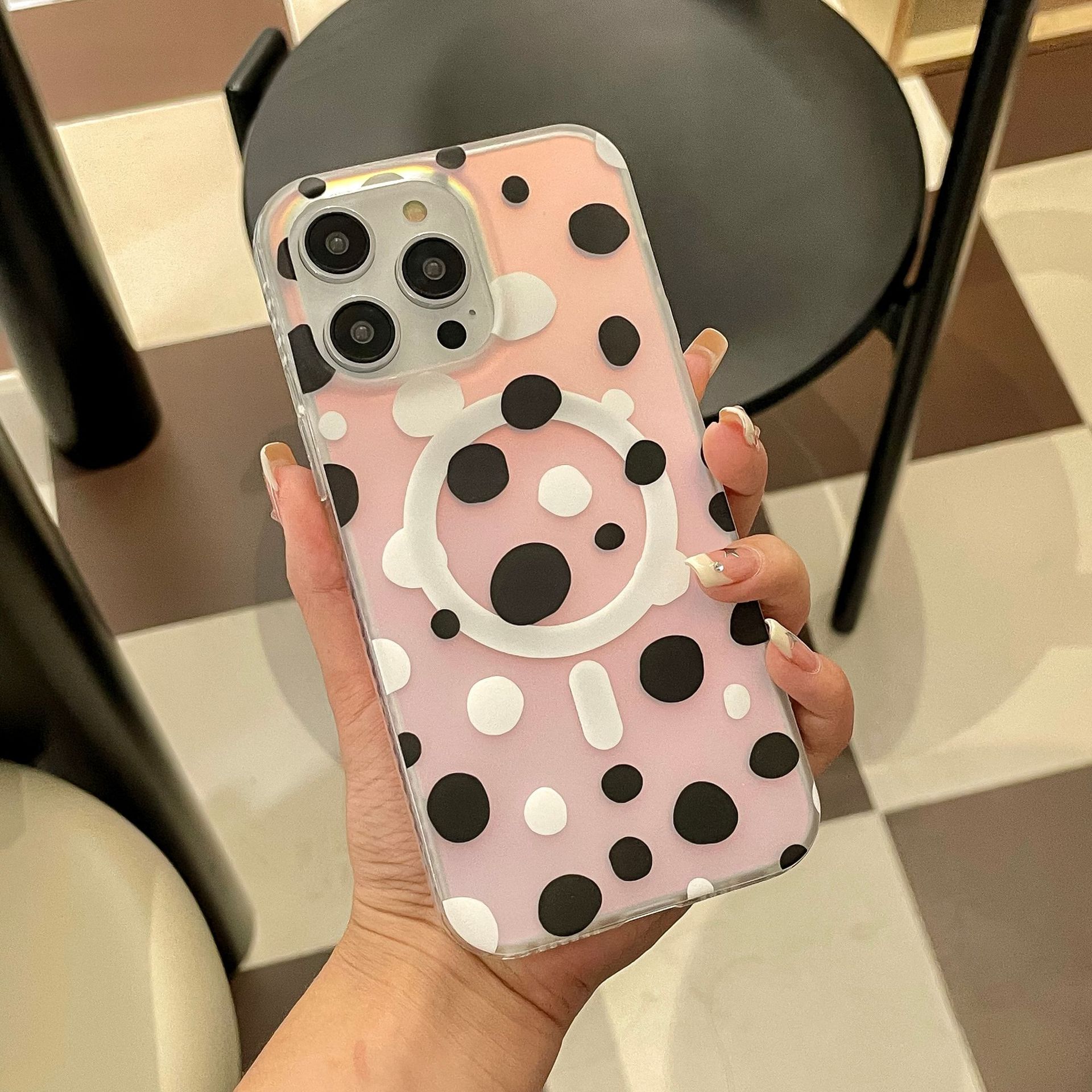 Magnetic Polka Dot Shock?Resistant TPU Phone Case For iPhone