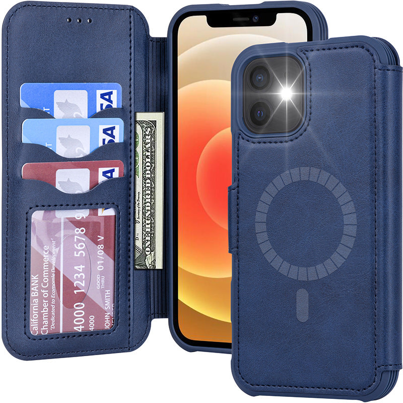 Magnetic Flip Wallet PU Phone Case For iPhone 12 Series