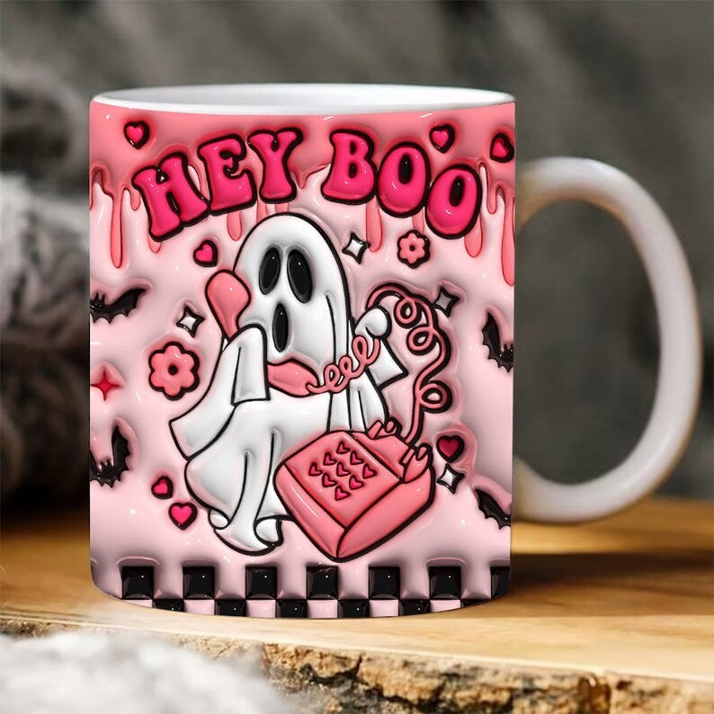 Colorful Halloween Themed Ceramic Coffee Mug in Various Colors