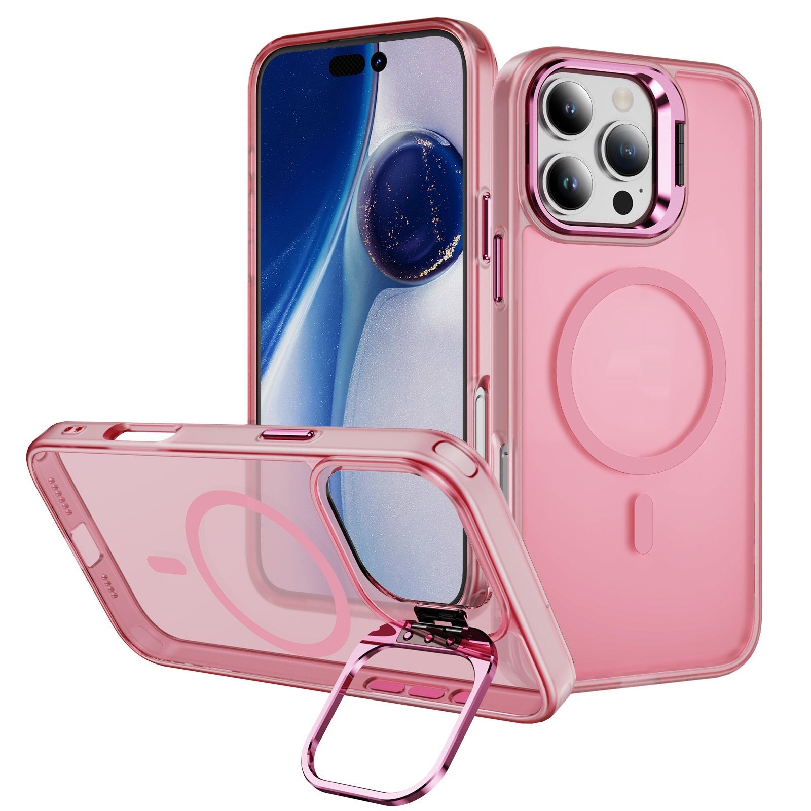 Magnetic Lens?Stand Anti?Drop Acrylic TPU Phone Case For iPhone