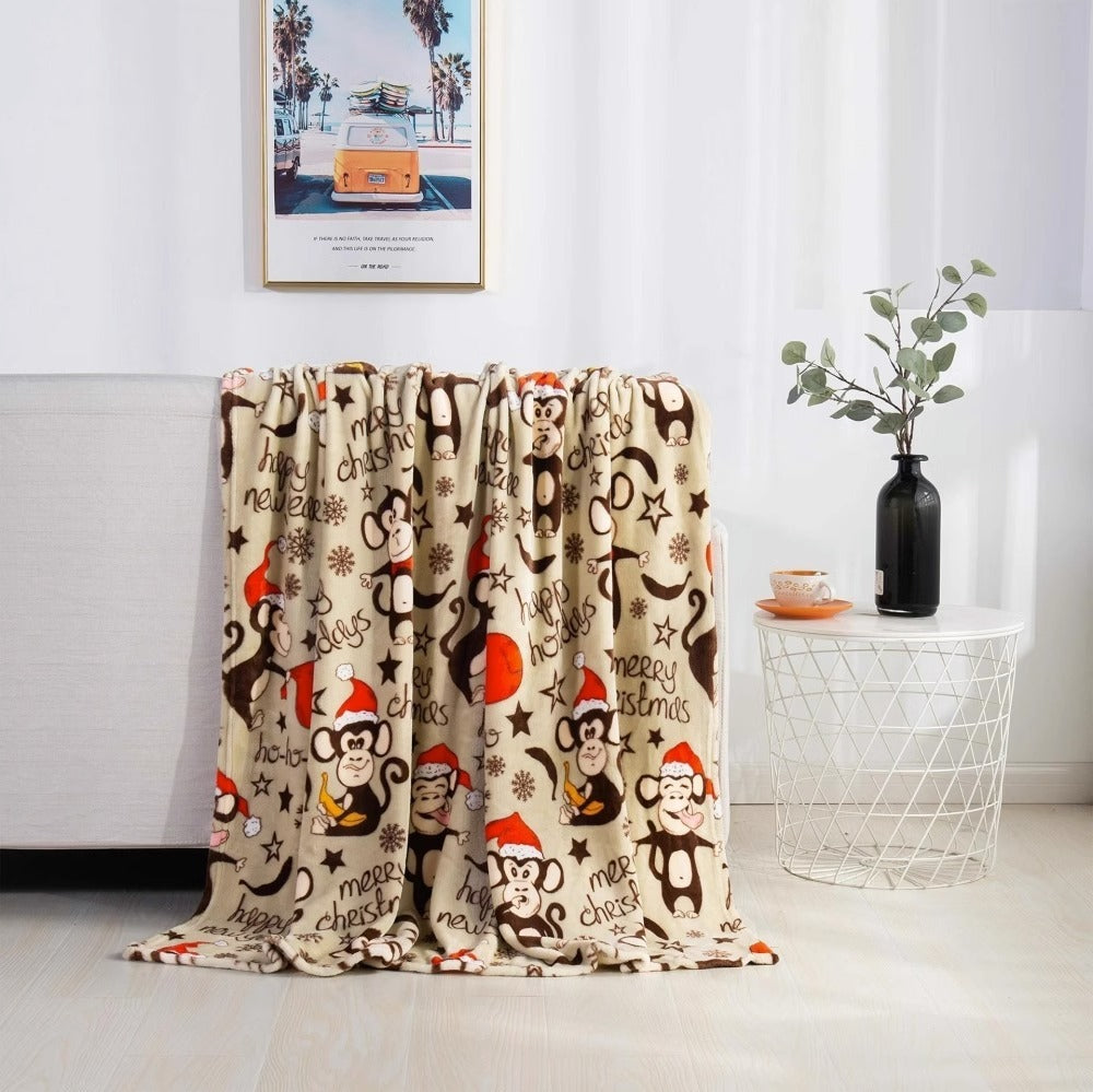 Double Sided Winter and Christmas Themed Fleece Blanket