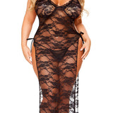 Plus Size Sheer Lacy Legless Cutout Gown