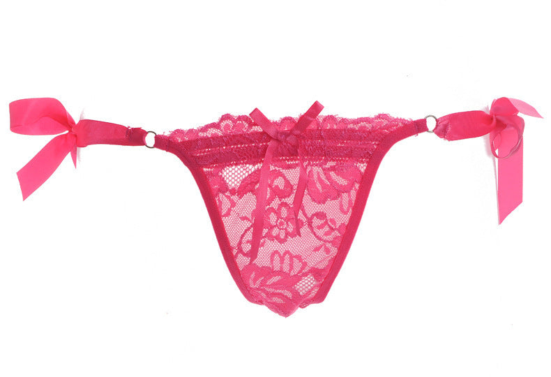 Hip Tie Ribbon Lacy Thong Underwear