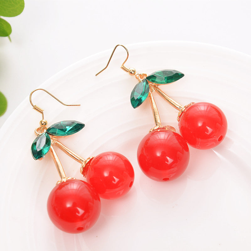 Faux Crystal Cherry Earrings