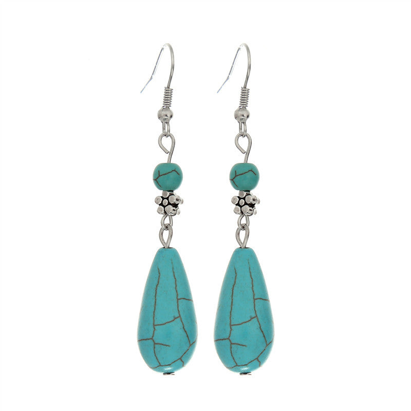 Tibetan Natural Turquoise Drop Earrings