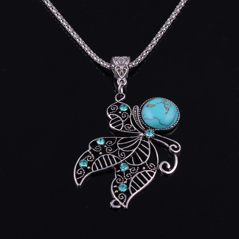 Swirling Metallic and Turquoise Pendant