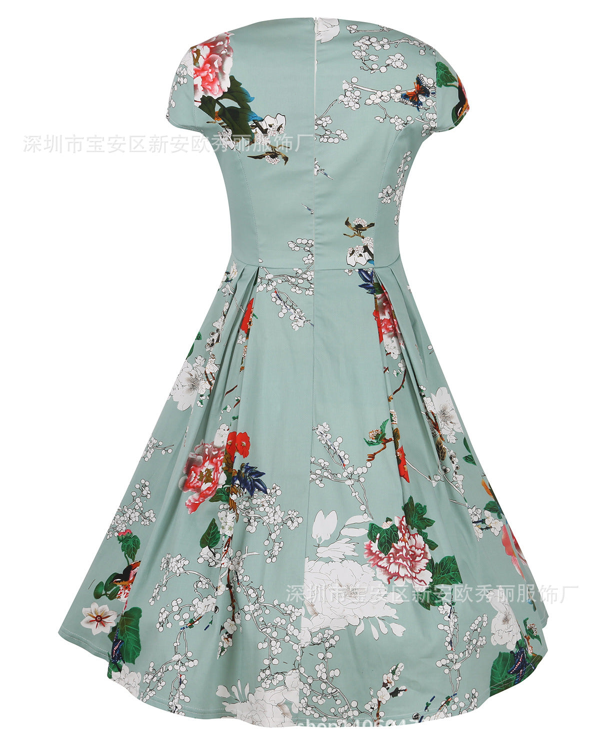 Mint Green Floral Sweetheart Dress