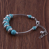 Turquoise and Silver Beaded Bracelet