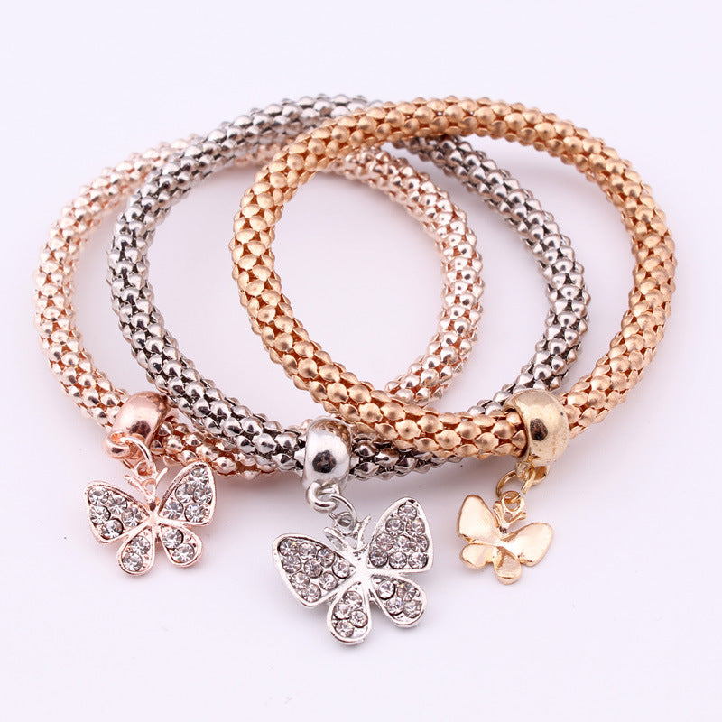 Jeweled Butterfly Charm Bracelet