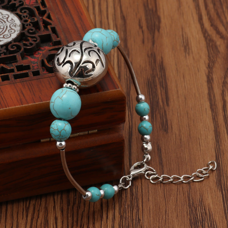 Turquoise and Metal Beaded Bracelet