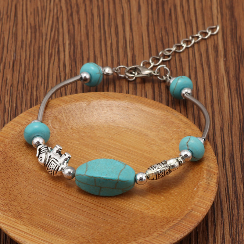 Cute Turquoise Elephant Charm Bracelet