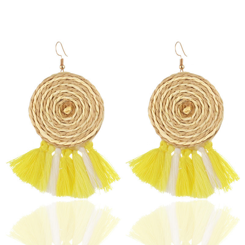 Woven Ring and Tassel Earrings