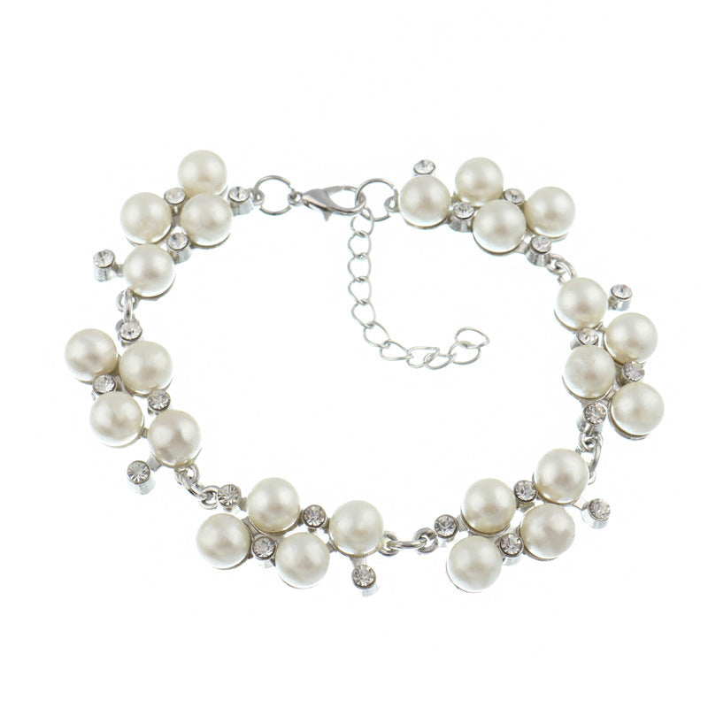 Pearl Cluster and Gold Chain Bracelet