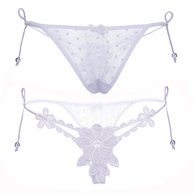 Simple Lace Front High Waist String Thong