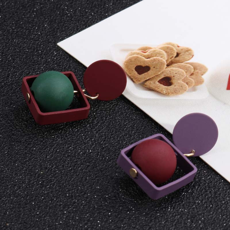 Modern Sphere and Square Earrings