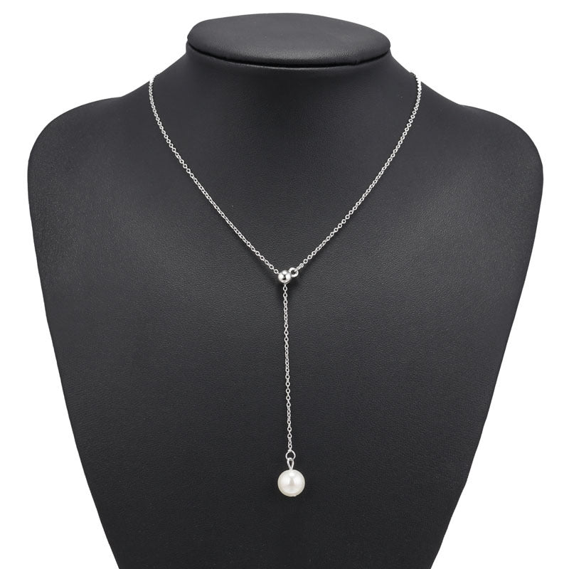 Single Faux Pearl Drop Necklace