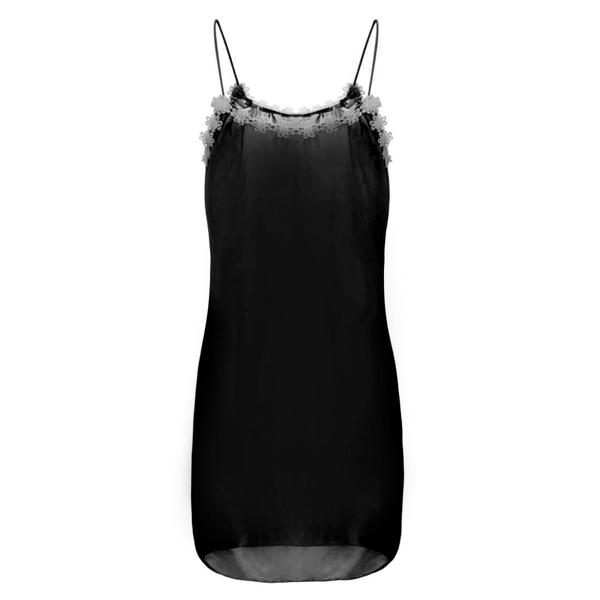 Flower Trim Lingerie Slip Dress