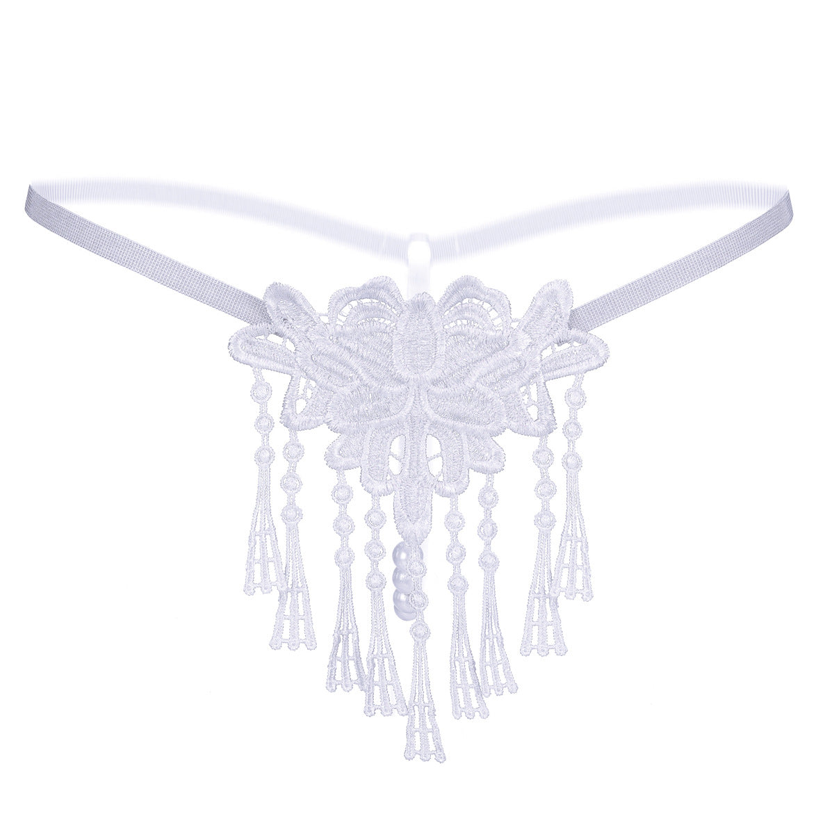 Parels en kwastjes peekaboo stringgong panty