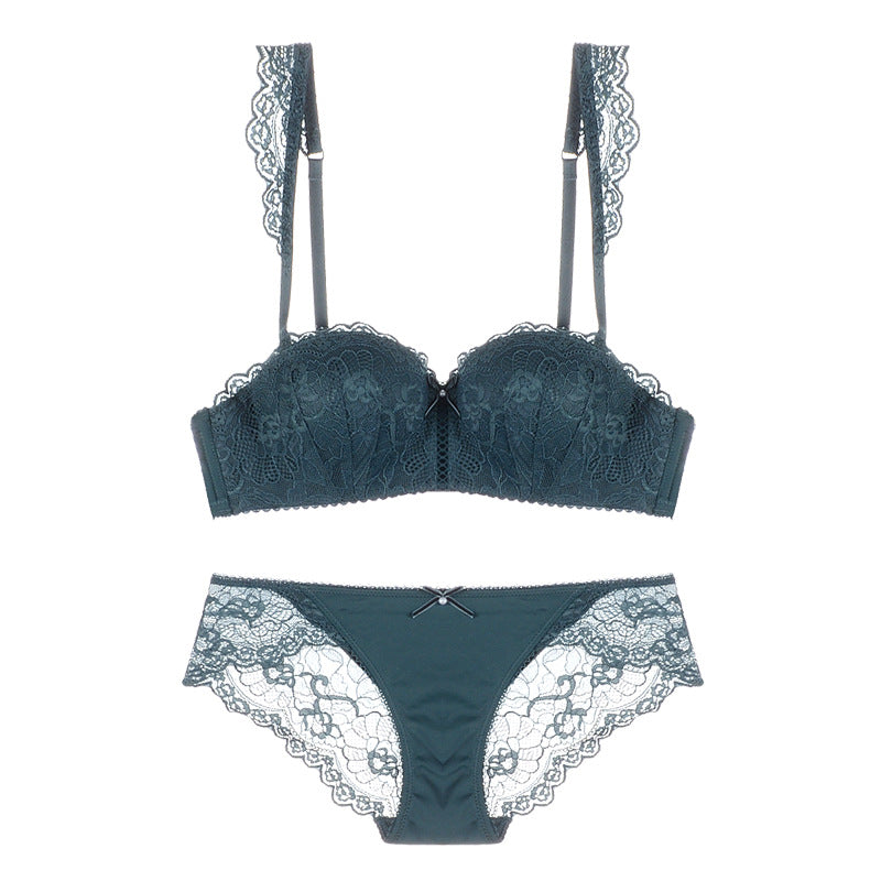 Lace Strap Balconette Bra and Panty Set