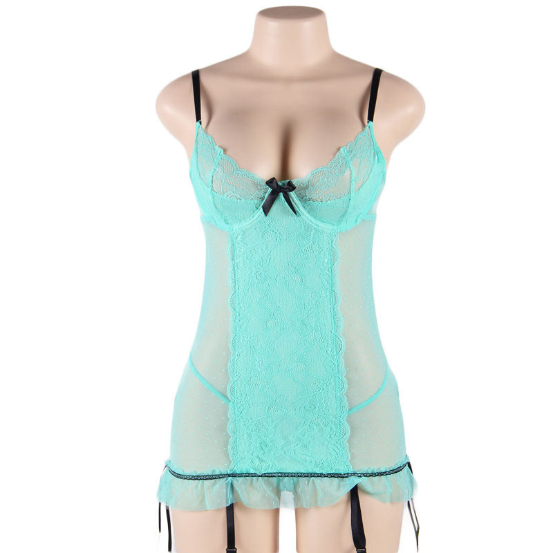 Plus Size Lace Front Sheer Bowtie Romper