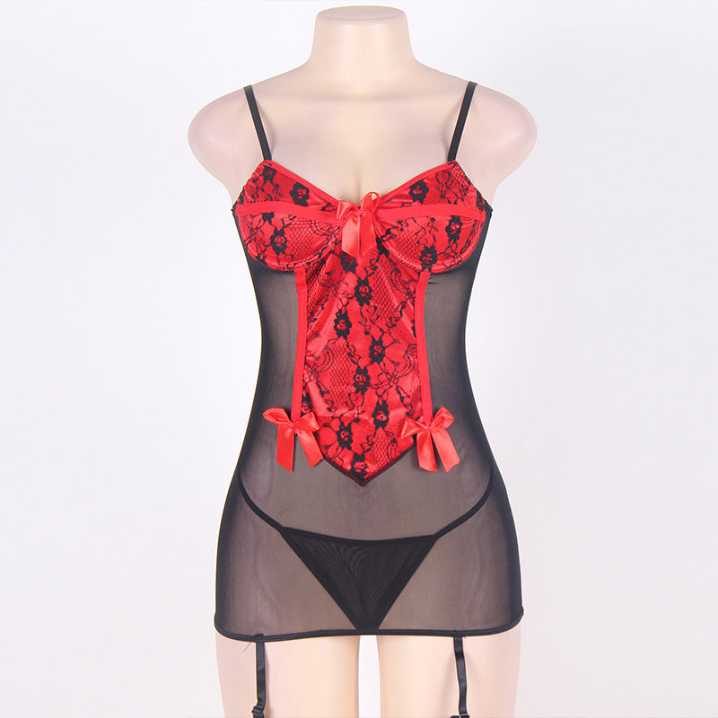 Plus Size Black & Red Garter Dress