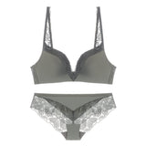 Smooth Cup Lace Trim Bra and Panty Set