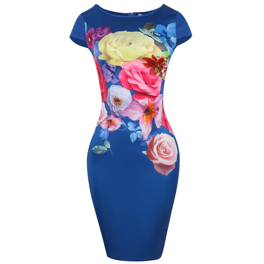 Vestido de bainha gráfica floral de tamanho grande