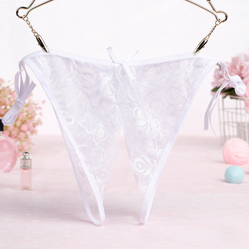 Crotchless Lace Side Tie Panty - Theone Apparel