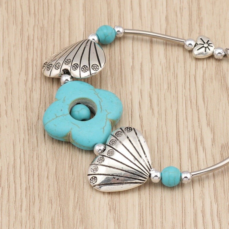 Floral Turquoise and Heart Charm