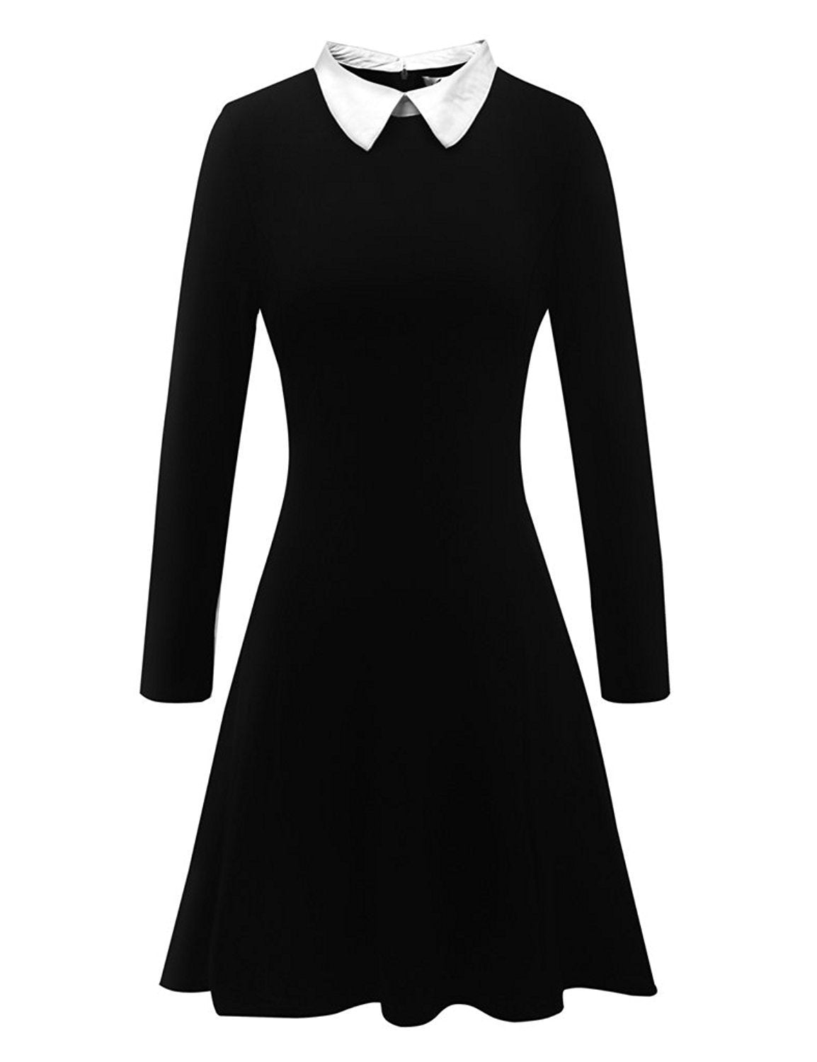 Schwarzes Pulloverkleid mit Nonnenkragen