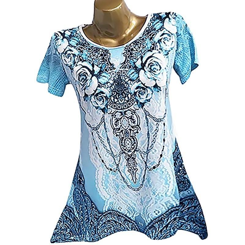 Flora sieraden print piek zoom top