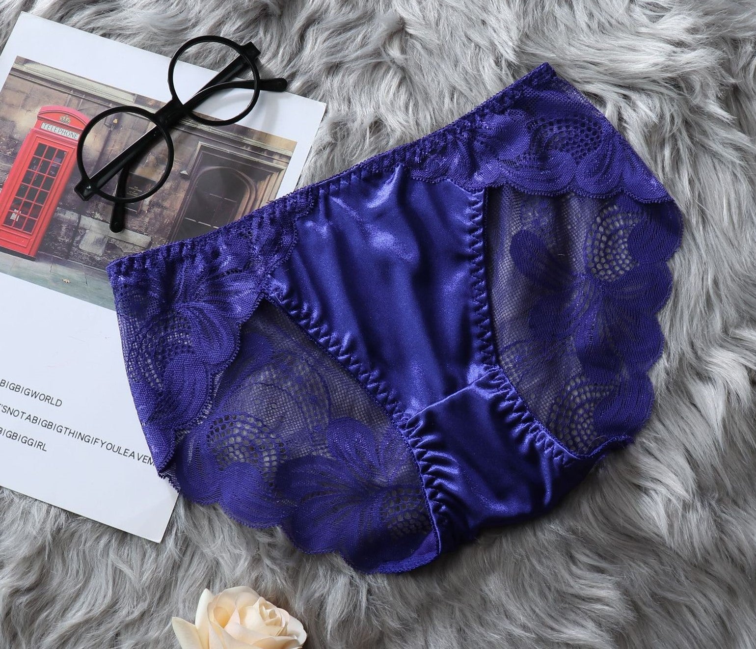 Lace Panties with See Through Mesh