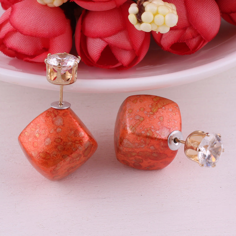 Dusty Rose Silver Feather Earrings-Orange-Theone Apparel