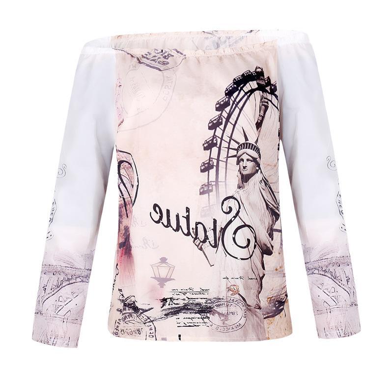 European Escape Off Shoulder Blouse-White/Beige-Theone Apparel