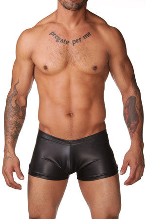 Faux Leather Boxer Briefs-Black-Theone Apparel
